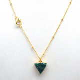 Brass Gold Plated Triangle Shaped Multi Color Druzy Stone Necklaces, Wholesale Jewelry