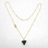 Brass Gold Plated Triangle Shaped Multi Color Druzy Stone Necklaces, Wholesale Jewelry