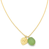 Brass Gold Plated Green Amethyst Gemstone With Charms Pendant Necklaces