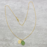 Brass Gold Plated Green Amethyst Gemstone With Charms Pendant Necklaces