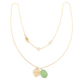 Brass Gold Plated Green Amethyst Gemstone With Charms Pendant Necklaces