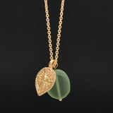 Brass Gold Plated Green Amethyst Gemstone With Charms Pendant Necklaces