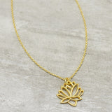 925 Silver and Brass Gold, Silver Plated Lotus Pendant Necklace, Wholesale Manufacturer