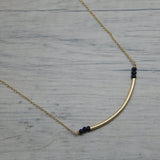 Brass Gold Plated Black Onyx Gemstone Pendant Necklaces