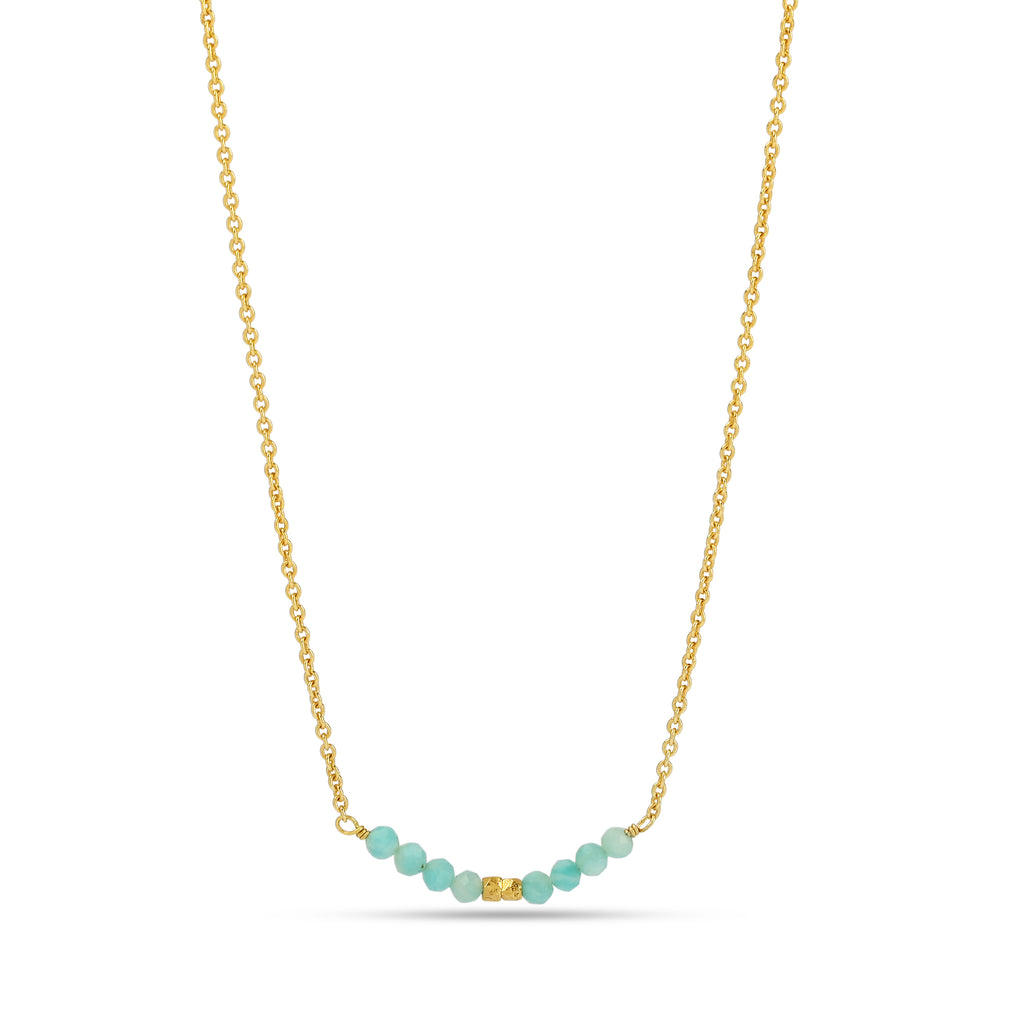 Minimalist Amazonite Bead Bar Necklace