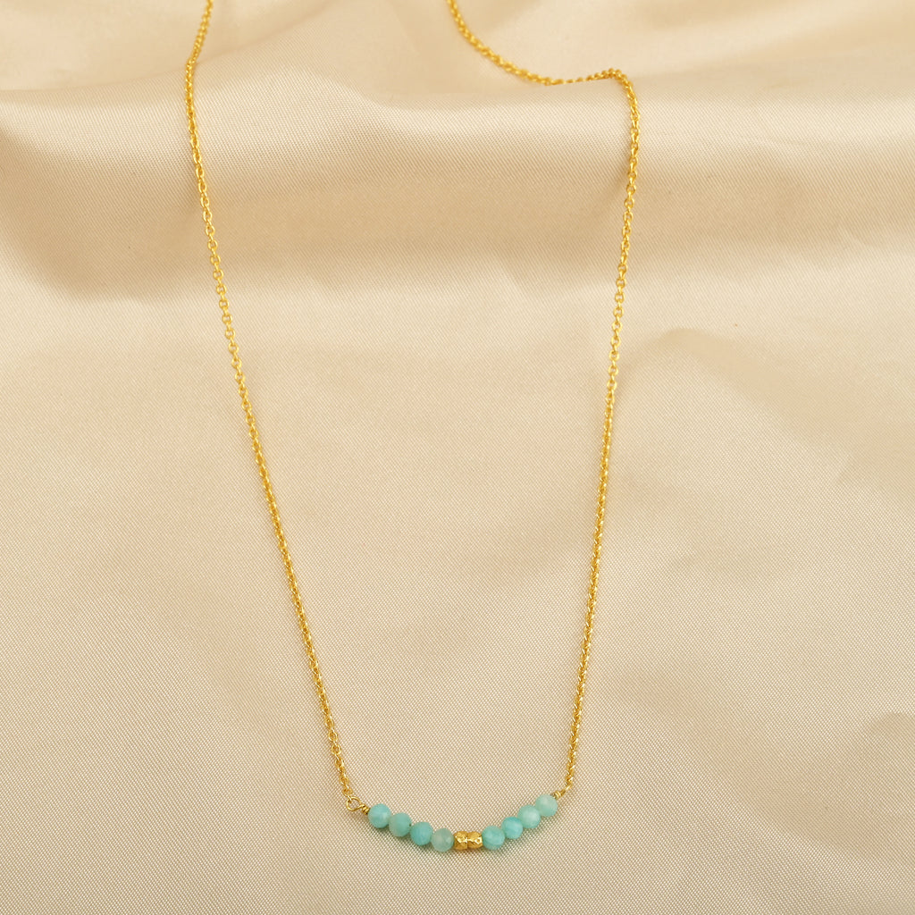 Minimalist Amazonite Bead Bar Necklace