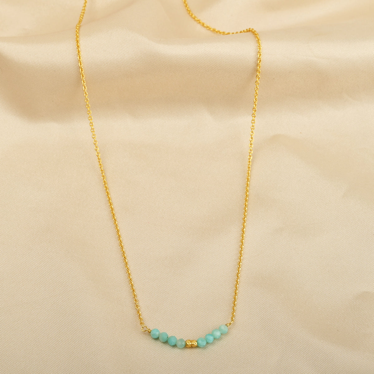 Minimalist Amazonite Bead Bar Necklace