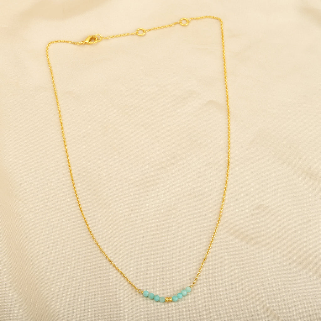 Minimalist Amazonite Bead Bar Necklace