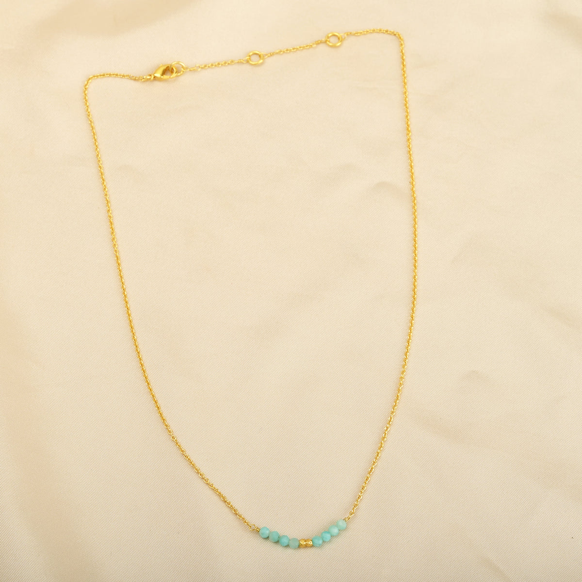 Minimalist Amazonite Bead Bar Necklace