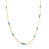 Chalcedony Gemstone Beaded with Long Chain Necklaces