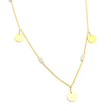 Brass Gold Plated Labradorite & Crystal with Round Disc Necklaces, Wholesale jewelry