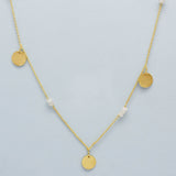 Brass Gold Plated Labradorite & Crystal with Round Disc Necklaces, Wholesale jewelry