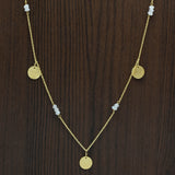 Brass Gold Plated Labradorite & Crystal with Round Disc Necklaces, Wholesale jewelry