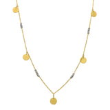 Brass Gold Plated Labradorite & Crystal with Round Disc Necklaces, Wholesale jewelry