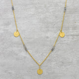 Brass Gold Plated Labradorite & Crystal with Round Disc Necklaces, Wholesale jewelry