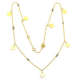 Brass Gold Plated Labradorite & Crystal with Round Disc Necklaces, Wholesale jewelry