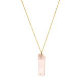 Brass Gold Plated Rose Quartz Gemstone Pendant Necklaces