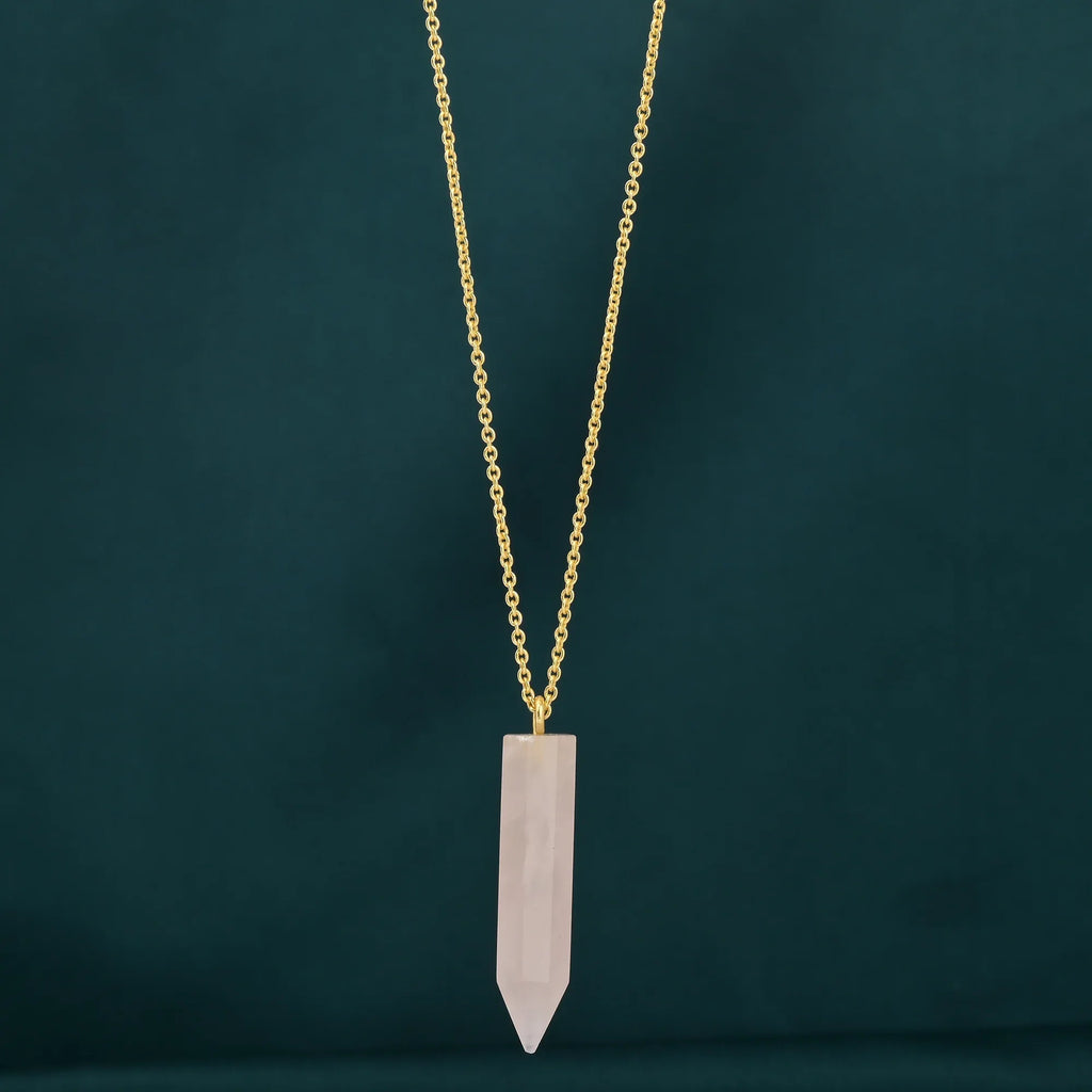 Rose Quartz Crystal Point Necklace - La Vitá Jewels