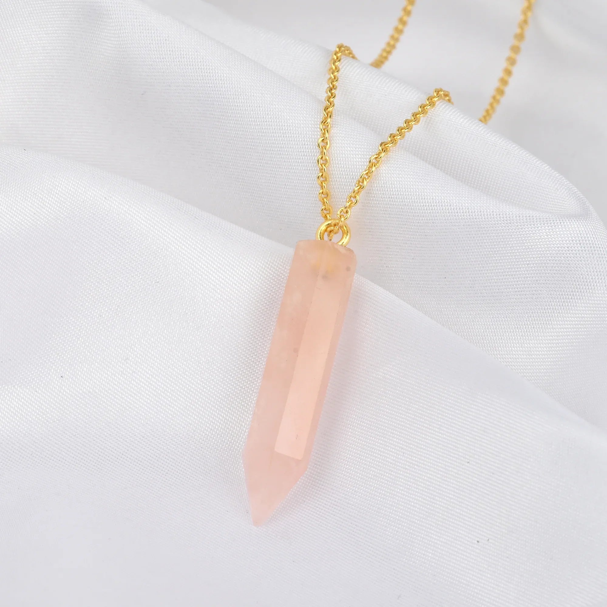Rose Quartz Crystal Point Necklace - La Vitá Jewels