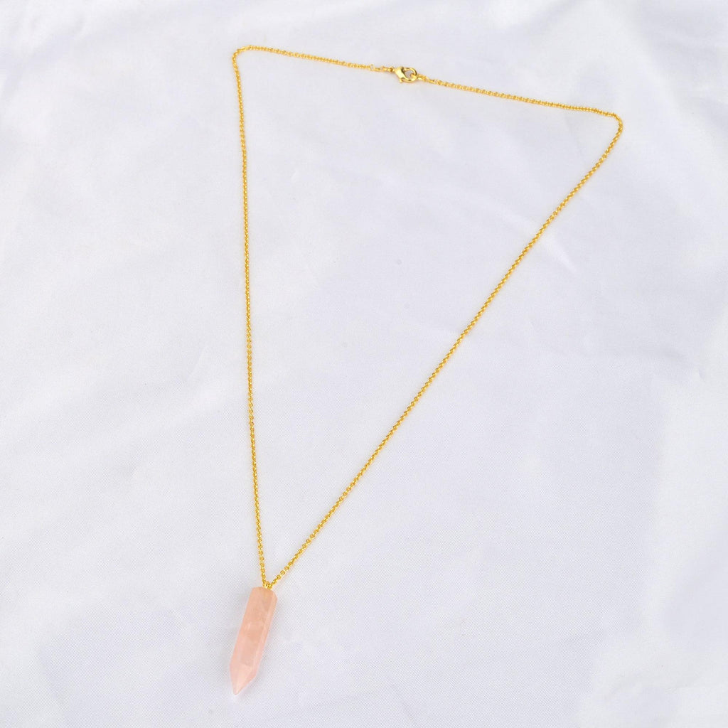 Rose Quartz Crystal Point Necklace - La Vitá Jewels