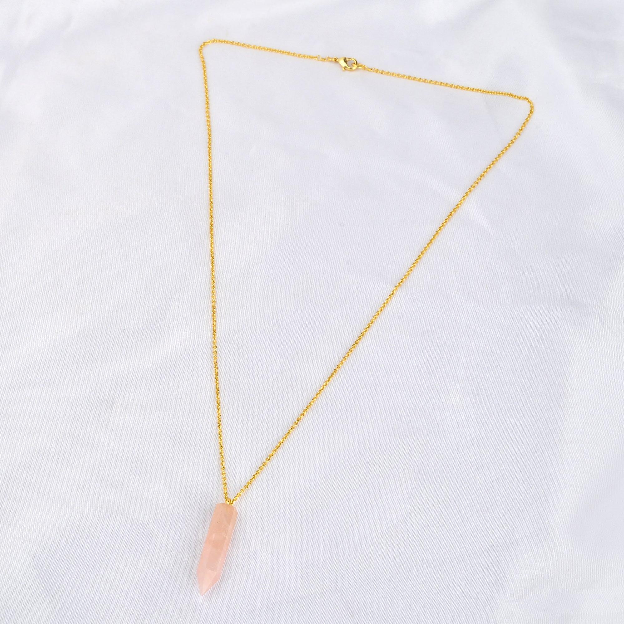 Rose Quartz Crystal Point Necklace - La Vitá Jewels