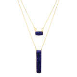 Brass Gold Plated Blue Druzy Gemstone Pendant Necklaces