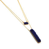 Blue Druzy Gemstone Pendant Necklaces