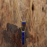 Brass Gold Plated Blue Druzy Gemstone Pendant Necklaces