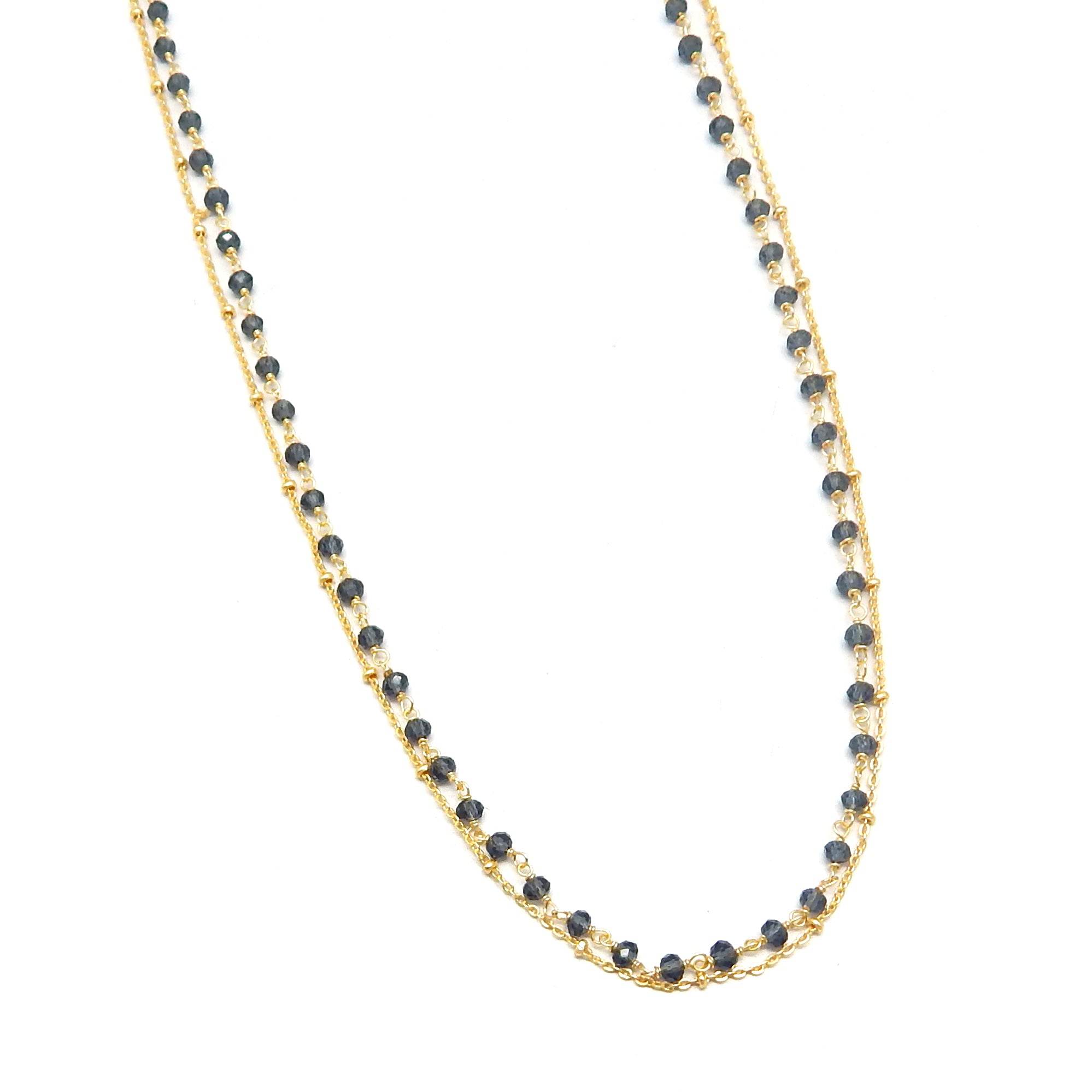 Layered Grey Chalcedony Beads Necklaces - La Vitá Jewels