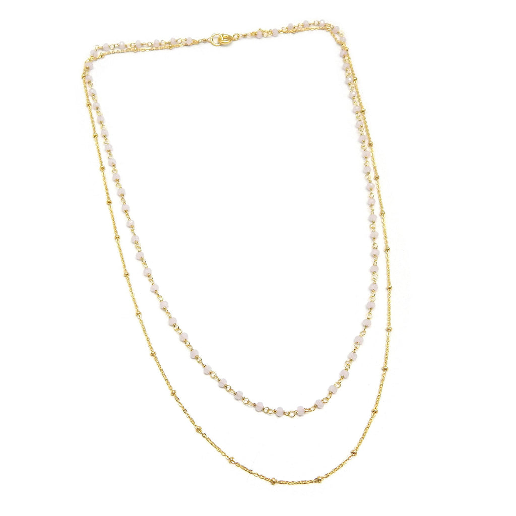 Layered Grey Chalcedony Beads Necklaces - La Vitá Jewels