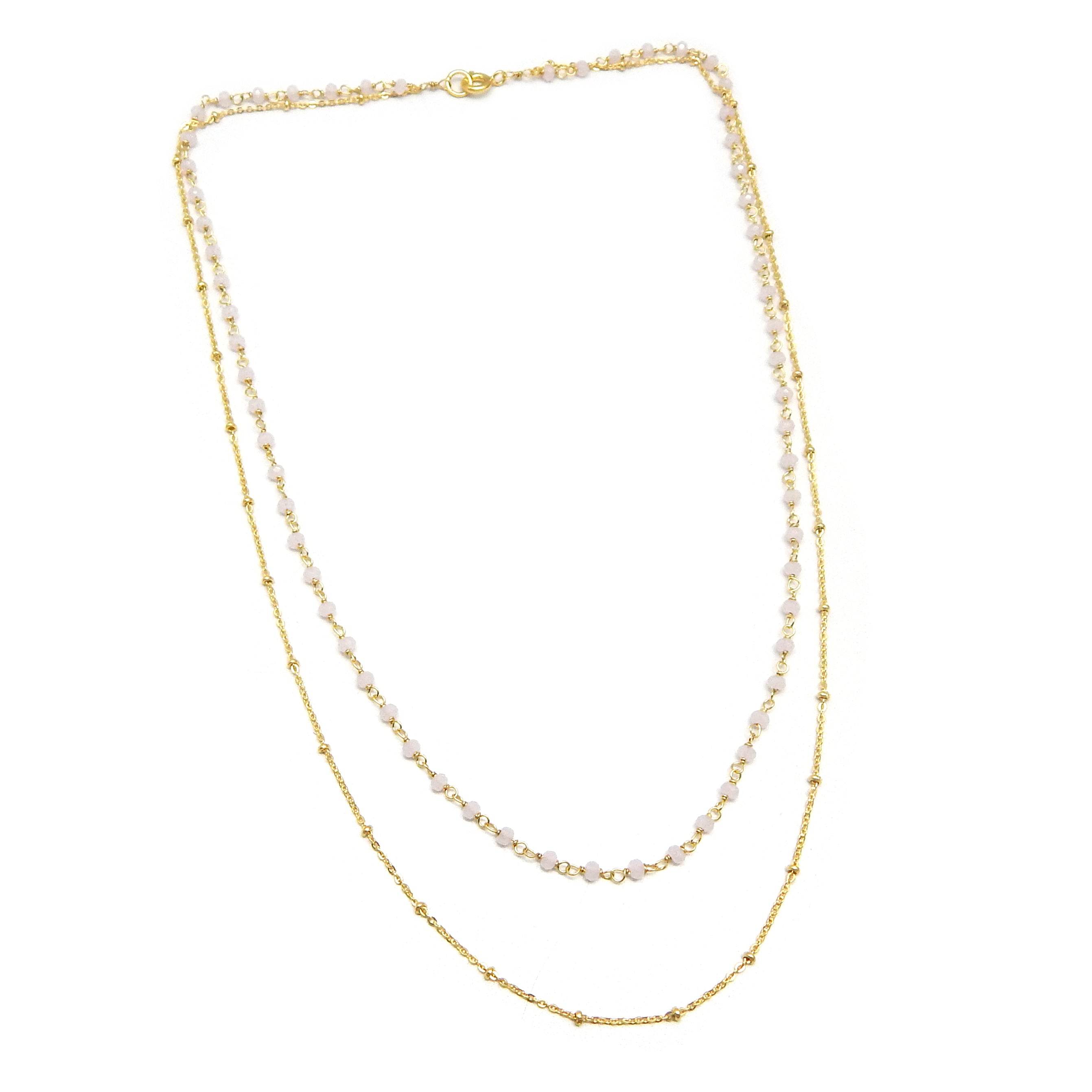 Layered Grey Chalcedony Beads Necklaces - La Vitá Jewels