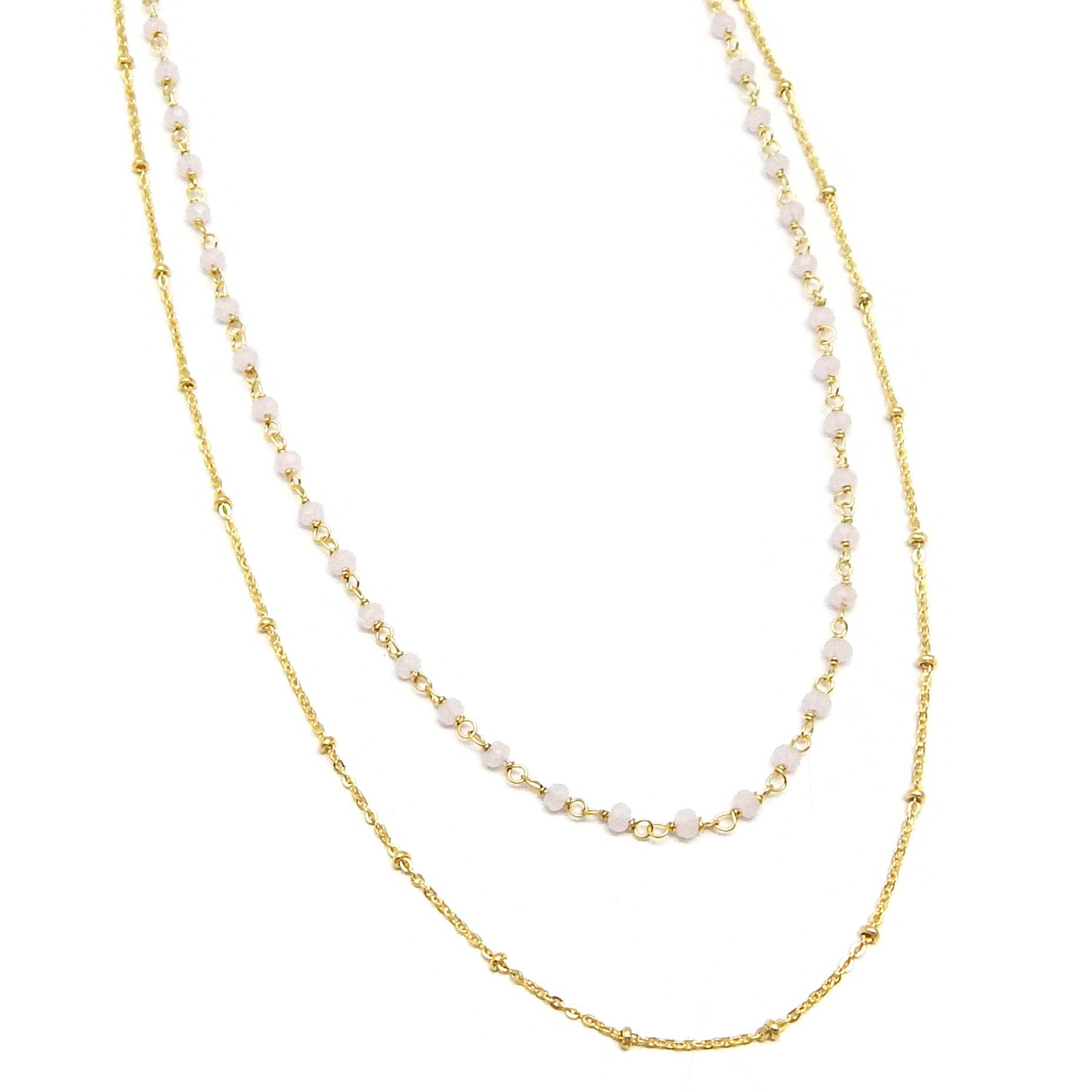 Layered Grey Chalcedony Beads Necklaces - La Vitá Jewels