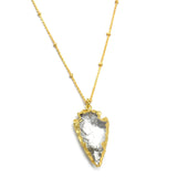 Brass Gold Plated Crystal Gemstone Pendant Necklaces