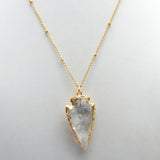 Brass Gold Plated Crystal Gemstone Pendant Necklaces