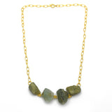 Brass 22k Gold Plated Raw Aquamarine Statement Necklaces