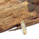 Silver Plated Rock Crystal Gemstone Pendant Necklaces