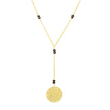 Smoky Gemstone With Round Hammered Disc Pendant Necklaces