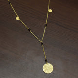 Smoky Gemstone With Round Hammered Disc Pendant Necklaces