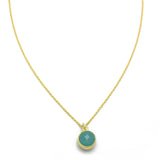 Brass Gold Plated Rainbow, Labradorite Gemstone Double-Sided Gemstone Pendant Necklaces