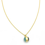 Brass Gold Plated Rainbow, Labradorite Gemstone Double-Sided Gemstone Pendant Necklaces