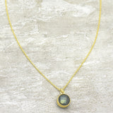 Brass Gold Plated Rainbow, Labradorite Gemstone Double-Sided Gemstone Pendant Necklaces