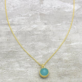 Brass Gold Plated Rainbow, Labradorite Gemstone Double-Sided Gemstone Pendant Necklaces