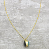 Brass Gold Plated Rainbow, Labradorite Gemstone Double-Sided Gemstone Pendant Necklaces