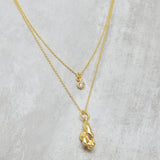 Brass 22k Gold Plated Double Layer White CZ Designer Necklaces, Wholesale jewelry