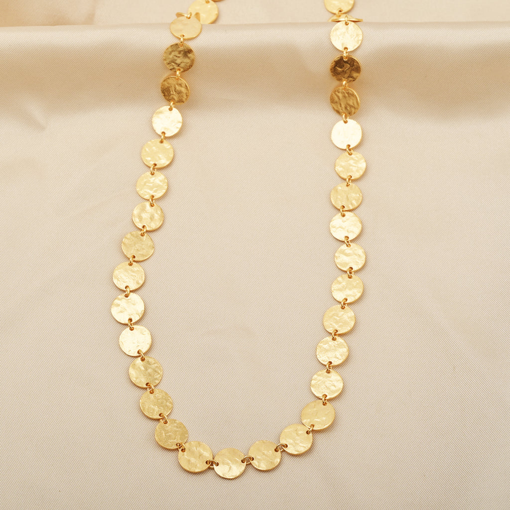 Hammered Disc Link Station Necklace