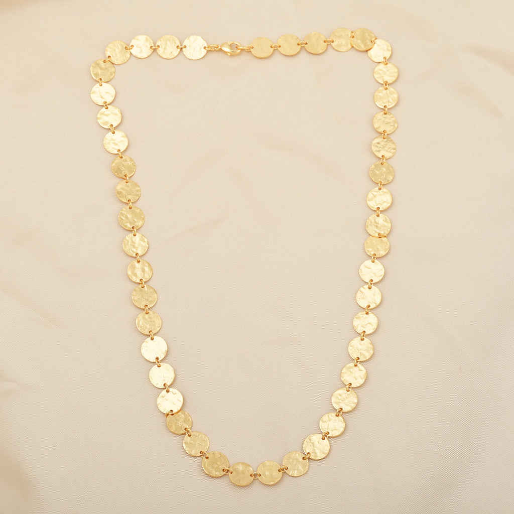 Hammered Disc Link Station Necklace