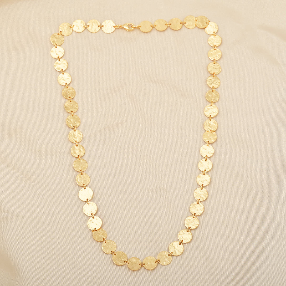 Hammered Disc Link Station Necklace