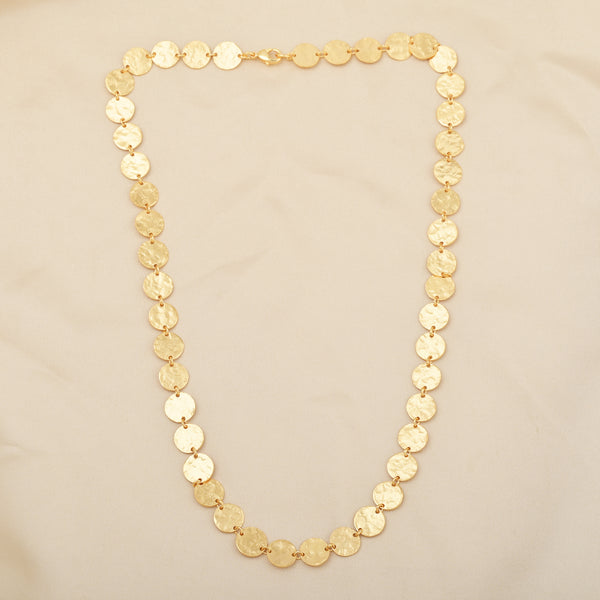 Hammered Disc Link Station Necklace