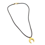 Brass Gold Plated Half Moon Pendant With Black Thread Necklaces