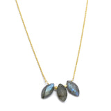 Brass Gold Plated Labradorite Gemstone Pendant Necklaces